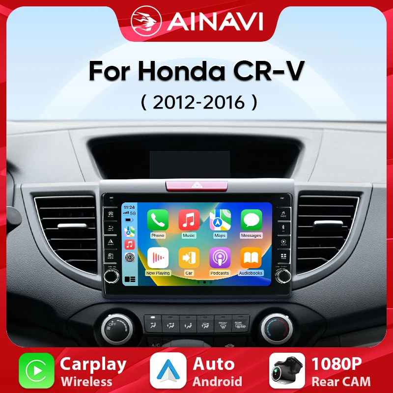 

Ainavi Android 12 автомобильный радиоприемник для Honda CRV CR-V 2012-2016 Carplay мультимедийный видеоплеер Android Авто GPS навигация 2din без DVD