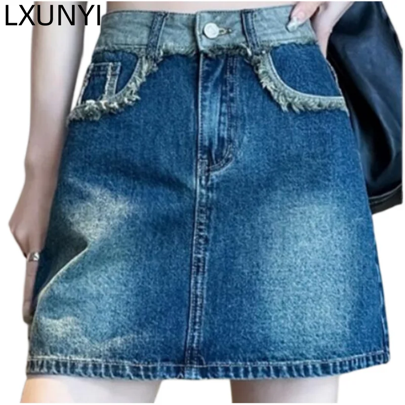 LXUNYI Spring 203 New Women Denim Skirt Summer Trimmings High Waist Patchwork Casual Pencil Skirts A Line College Skirt Shorts
LXUNYI Spring 203 New Women Denim Skirt Summer Trimmings High Waist Patchwork Casual Pencil Skirts A Line College Skirt Shorts