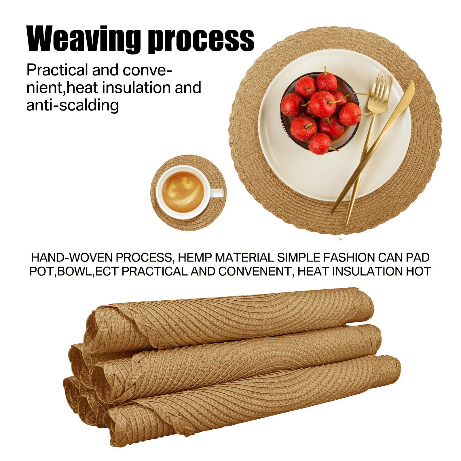 Set of 6 Round Placemats and Coasters Braided Woven Place Mats Washable Heat Resistant Table Mats and Coasters for Dining Table: 3 - 5 Days Free Delivery Only UK Set of 6 Round Placemats and Coasters Braided Woven Place Mats Washable Heat Resistant Table Mats and Coasters for Dining Table: 3 - 5 Days Free Delivery Only UK