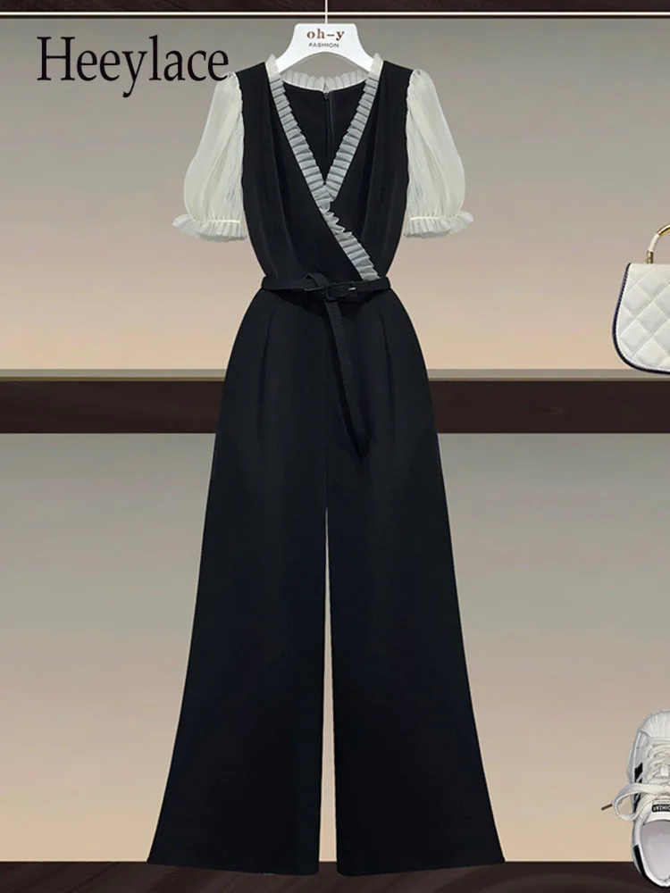 Women Summer Jumpsuits Sexy V-neck High Waist Belt Streetwear Jumpsuit Short Sleeve Wide Leg Pants Romper Overalls For Women
Women Summer Jumpsuits Sexy V-neck High Waist Belt Streetwear Jumpsuit Short Sleeve Wide Leg Pants Romper Overalls For Women