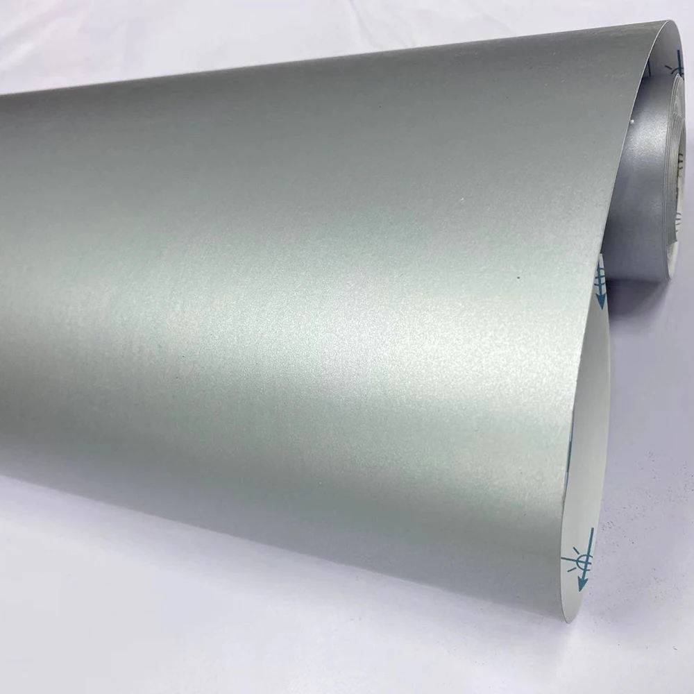 

Super Matt Chrome Silver Car Wrap Vinyl PET Liner Low Tack Glue Auto Body Stickers and Decals Multiple Sizes Self Adhesive Film