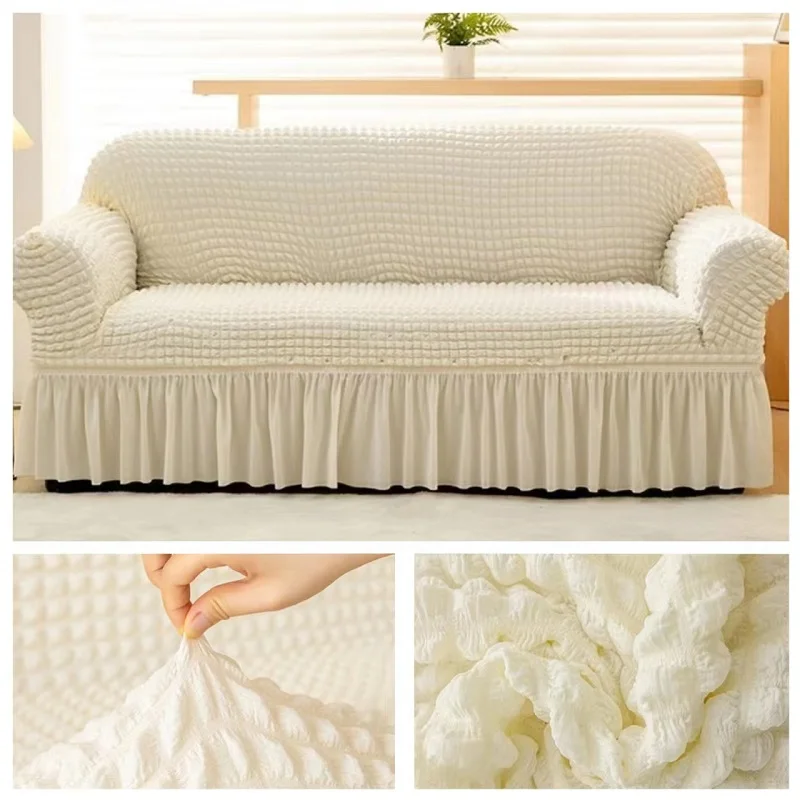 

1/2/3/4 Seater Seersucker Sofa Slipcover High Stretch Couch Cover Thick Corner Sofa Protector Elastic Corner Couch Covers