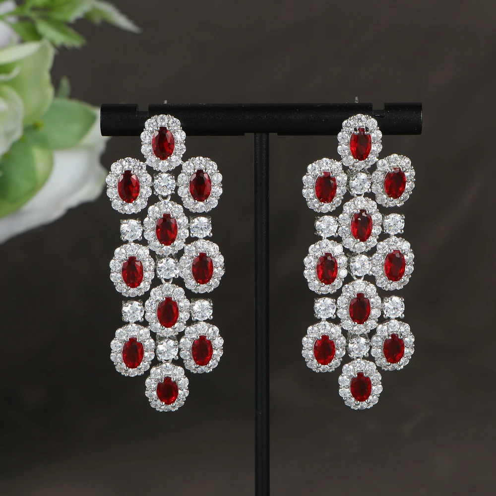 

Luxury Geometry Round Tassels Earrings For Women Wedding Cubic Zirconia Dubai Bridal Earrings Jewelry Party A0260