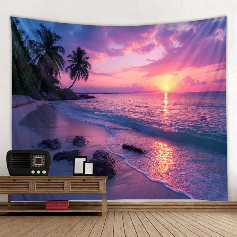 

Sea view tapestry, Bohemian print wall hanging, living room, bedroom art decoration, beach, sunset, home wall decoration