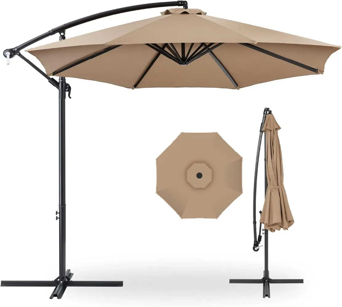 

Best Choice Products 10ft Offset Hanging Market Patio Umbrella w/Easy Tilt Adjustment, Polyester Shade, 8 Ribs for Backyard