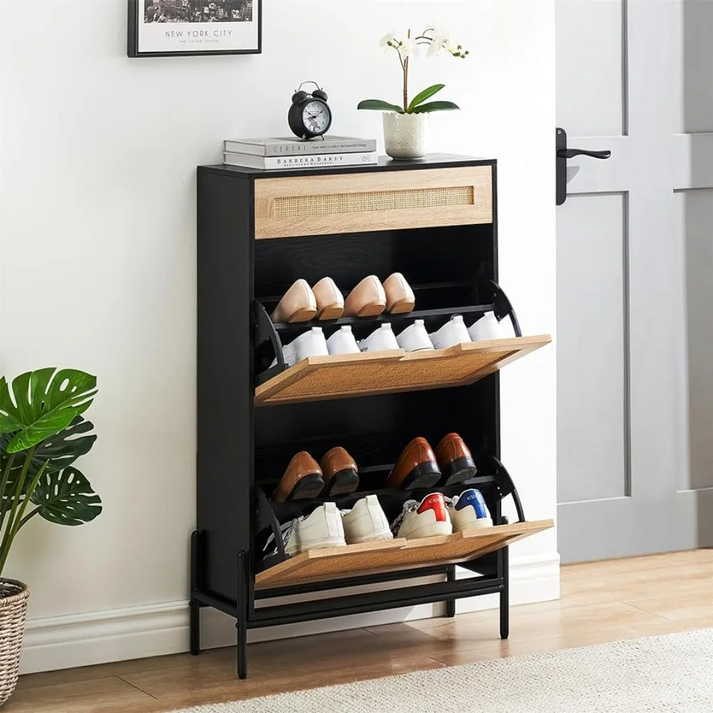 Rattan Shoe Storage Cabinet With 2 Flip Door and 1 Drawer Freestanding Rack for Entryway Shoes Living Freight free
Rattan Shoe Storage Cabinet With 2 Flip Door and 1 Drawer Freestanding Rack for Entryway Shoes Living Freight free