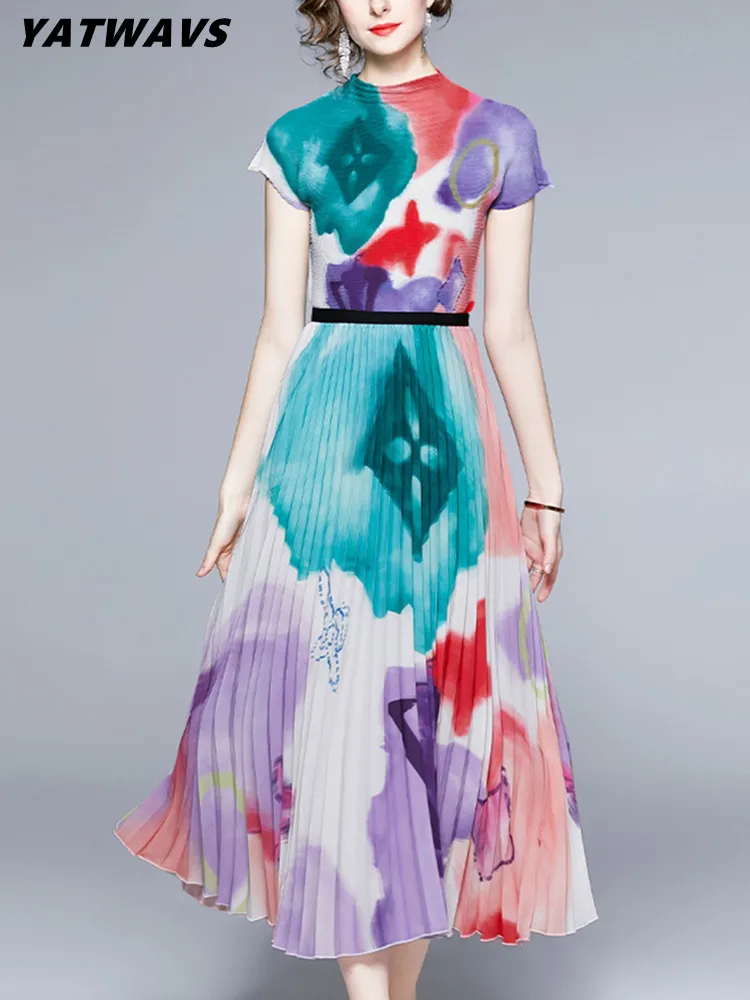 Design Folds Temperament Half Turtleneck Stretch Top&Elastic Waist Pleated Long Skirt Suits Casual Print 2 Piece Set Skirt Women
Design Folds Temperament Half Turtleneck Stretch Top&Elastic Waist Pleated Long Skirt Suits Casual Print 2 Piece Set Skirt Women