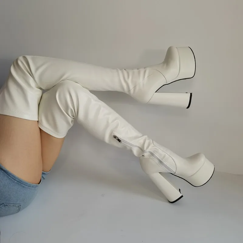 Sexy Knee High Boots Women Fashion Solid Colour Platform High Heels Comfortable Side Zip Walking Shoes Botas Altas Mujer
Sexy Knee High Boots Women Fashion Solid Colour Platform High Heels Comfortable Side Zip Walking Shoes Botas Altas Mujer