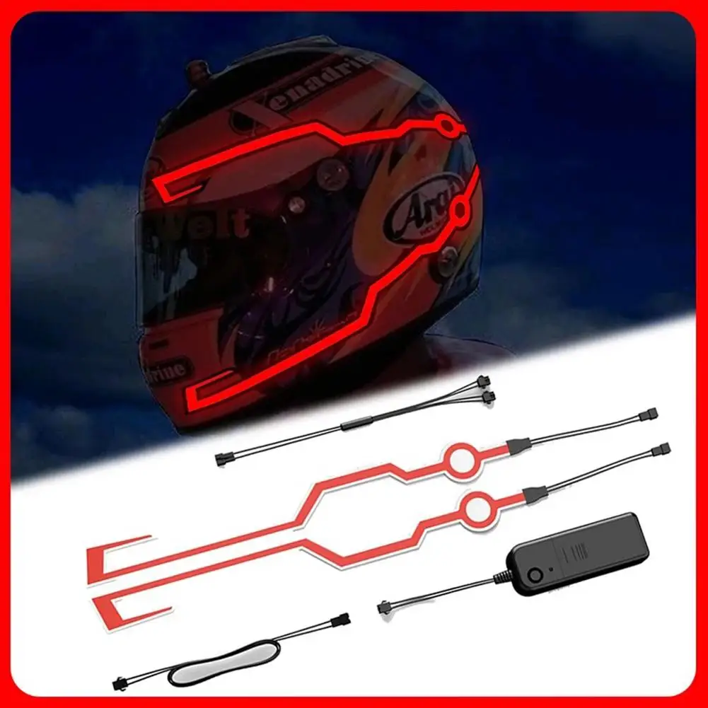 

New Motorcycle Helmet LED Warning Lights Night Riding Helmet Motor Cold Light Strip EL Waterproof Sticker 4 Flashing Accessories