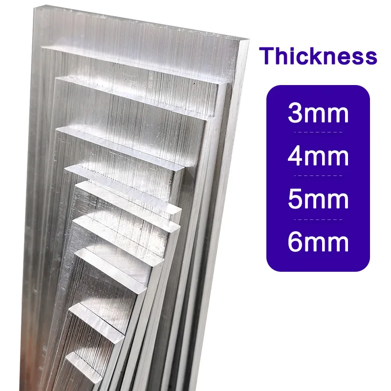 

6061 Aluminum Alloy Flat Bar Thickness 3mm 4mm 5mm 6mm Width 10mm 15mm 20mm 25mm 30mm 40mm 50mm 60mm Length 100mm 150mm 200m