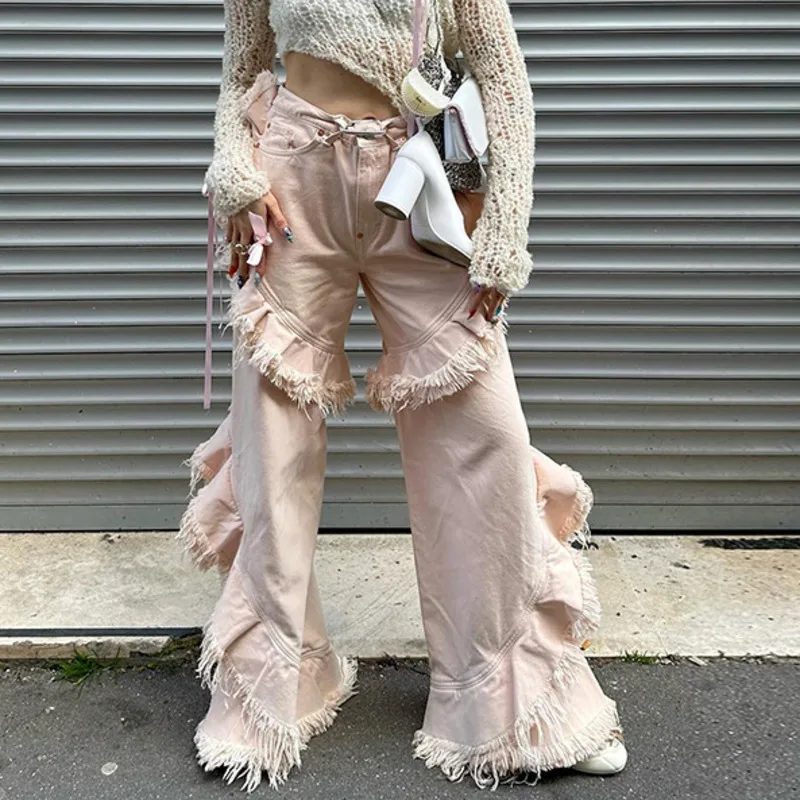 KOXINVES Trendy Street Pink INS Casual Women Pants 2024 Spring Autumn Button Tassel Irregular Loose Straight Denim Jeans WS270
KOXINVES Trendy Street Pink INS Casual Women Pants 2024 Spring Autumn Button Tassel Irregular Loose Straight Denim Jeans WS270