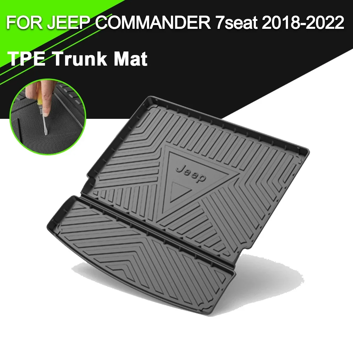 

Car Rear Trunk Cover Mat TPE Waterproof Non-Slip Rubber Cargo Liner Accessories For Jeep Commander 7 Seater 2018-2022