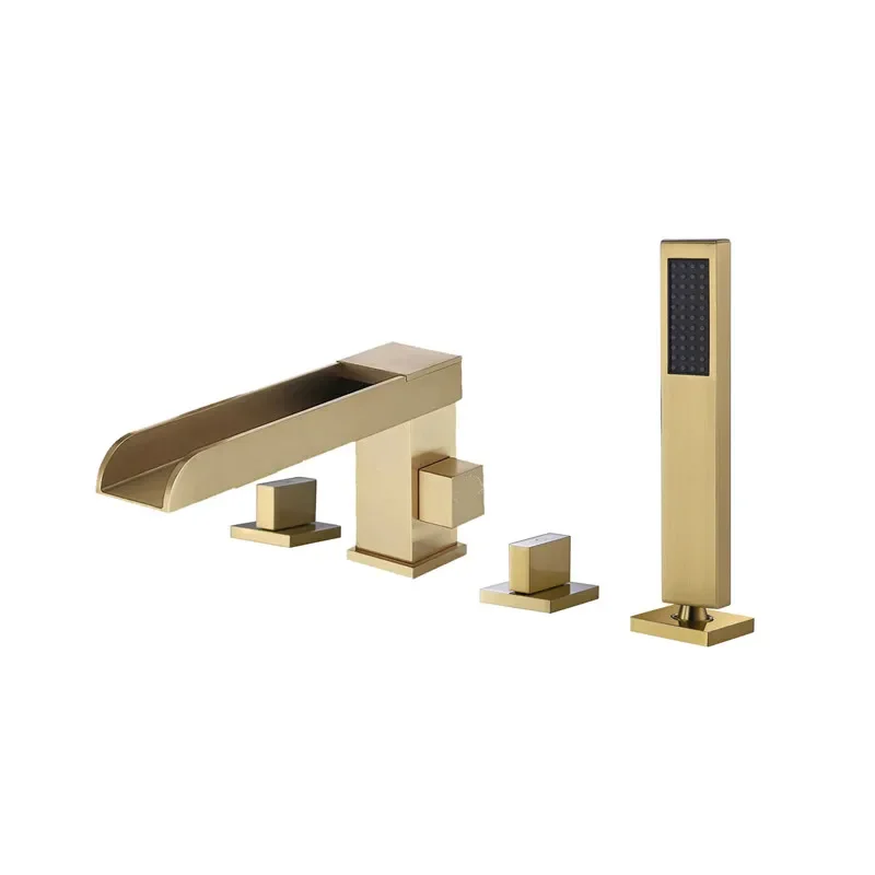 

Bathtub Faucet Widespread Tub Sink Mixer Tap Brushed Gold/black Brass Bathroom Bath Shower Faucet with Hand shower Head