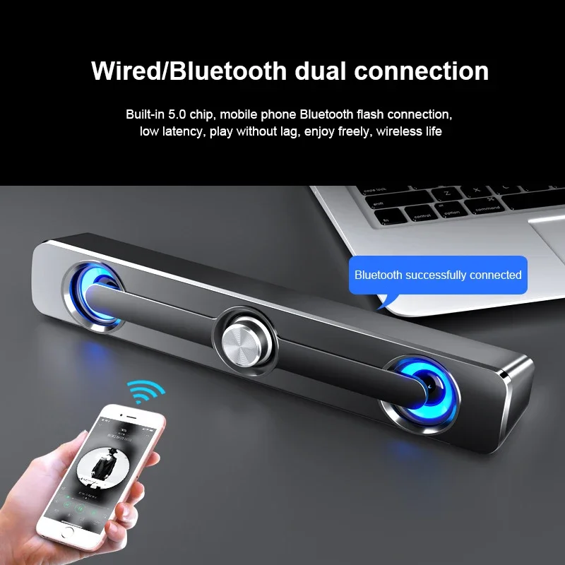 

USB Wired Powerful For TV PC Laptop Phone Tablet MP3 Computer Speaker Stereo Subwoofer Bass Speaker Surround Sound Bar Box LED