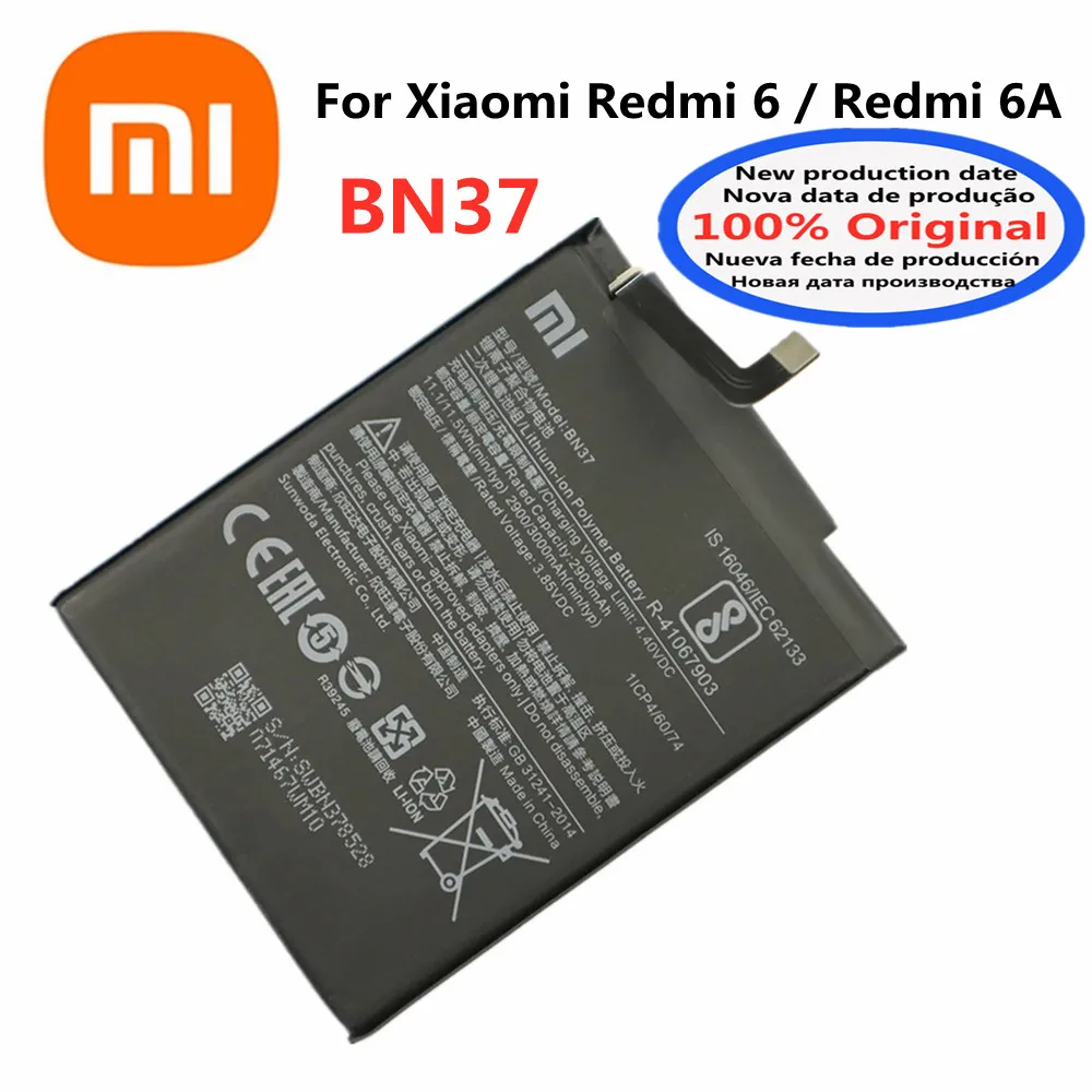 Высококачественный оригинальный сменный аккумулятор для Xiaomi Redmi 6A / Redmi 6 Redmi6 Redmi6A BN37 аккумулятор для телефона 3000 мАч + Инструменты
Высококачественный оригинальный сменный аккумулятор для Xiaomi Redmi 6A / Redmi 6 Redmi6 Redmi6A BN37 аккумулятор для телефона 3000 мАч + Инструменты