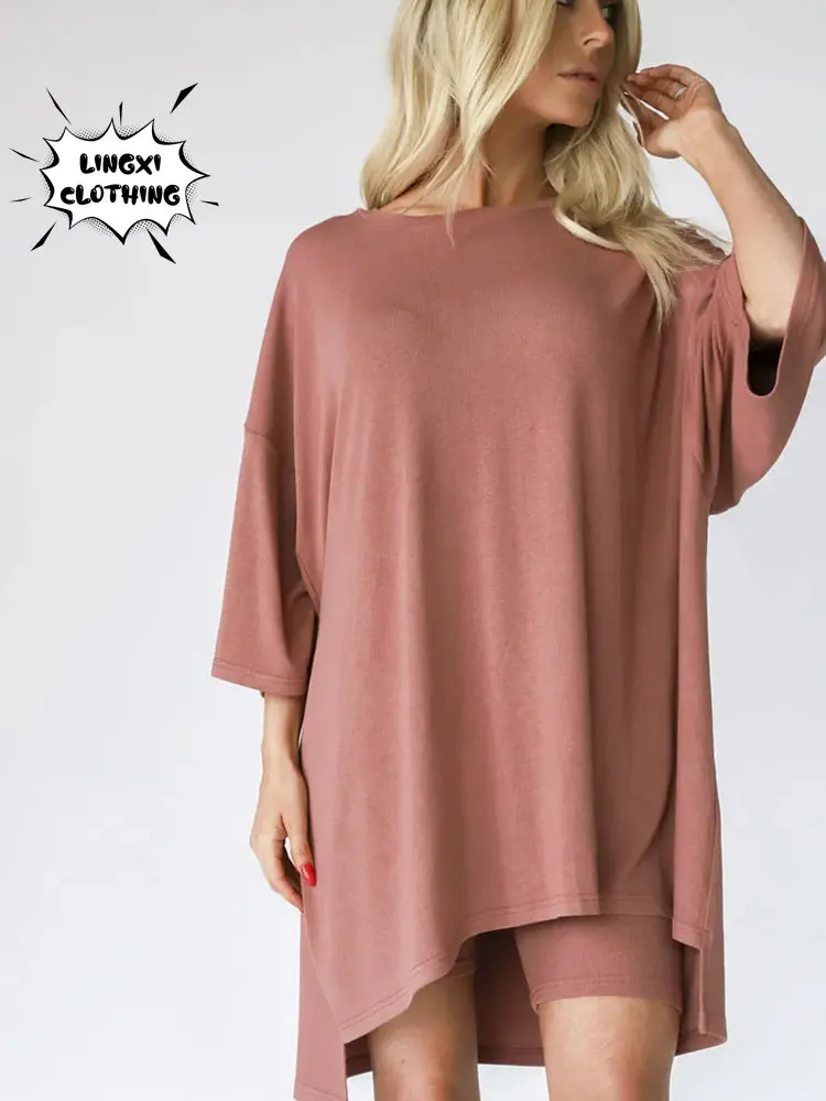 Summer Outfits for Women 2023 New Loose Large-size Women Casual Home Short-sleeved T-shirt Shorts Two-piece Sports Suit Short
Summer Outfits for Women 2023 New Loose Large-size Women Casual Home Short-sleeved T-shirt Shorts Two-piece Sports Suit Short
