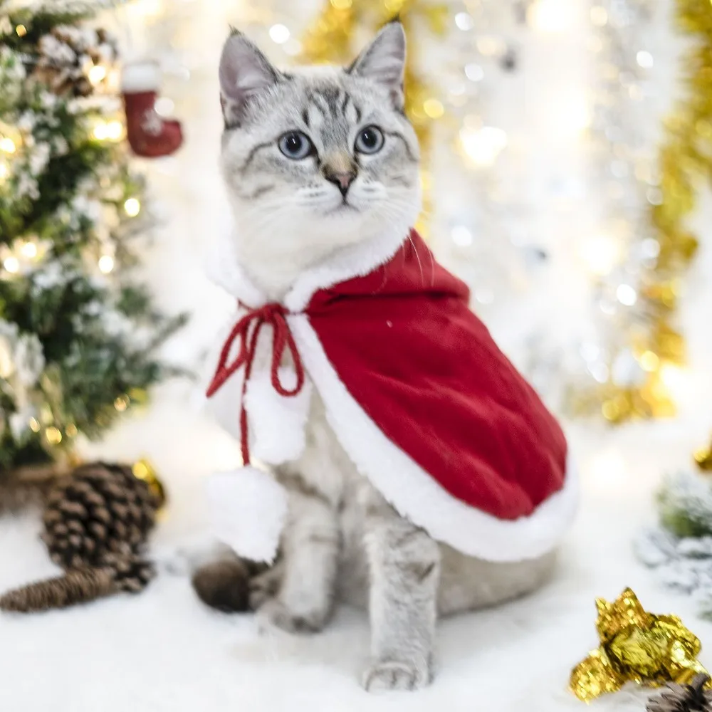 Pet Clothing Christmas Decoration Cute Plush Ears Hooded Bib Red Cape Warm New Year Clothes Universal for Cats and Dogs Pet Clothing Christmas Decoration Cute Plush Ears Hooded Bib Red Cape Warm New Year Clothes Universal for Cats and Dogs