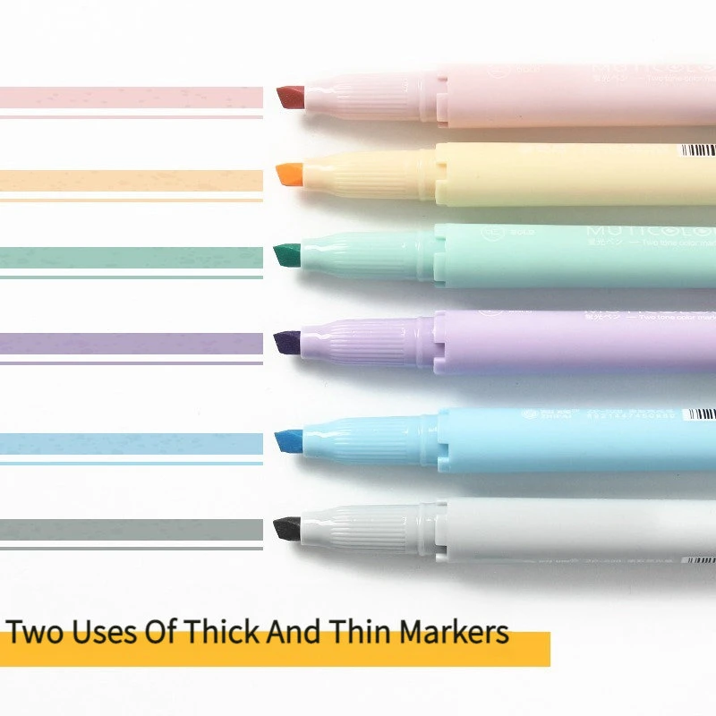 

6Colors/box Morandi Retro Highlighter Pen Vintage Fluorescent Pens Set Student Drawing Markers Stationery
