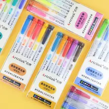 

5/10/25 Colors Double Head Highlighter Cute Mildliner Pen Art Supplies Pastel Marker Pens Student School Office Stationery Mark