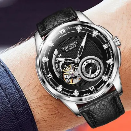 

2023 Stainless Steel Luxury Design High Quality Watches for Men 3 Bar Black zegarek męski TIANBIN 6608