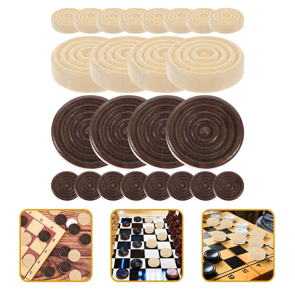 

24pcs Wooden Backgammon Chess Pieces Checkers Pieces Board Game Accessory Carrom