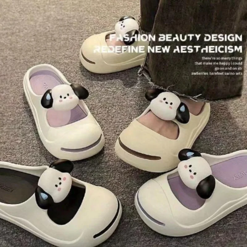 Женские сандалии Baotou с дырками, летние сандалии на толстой подошве с мультяшным принтом собаки, повседневные пляжные женские сандалии с защитой от ударов, A0112, 2024 
Женские сандалии Baotou с дырками, летние сандалии на толстой подошве с мультяшным принтом собаки, повседневные пляжные женские сандалии с защитой от ударов, A0112, 2024