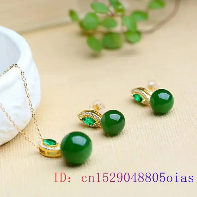

Green Jade Bead Ear Studs Crystal Women Amulet Gemstone Earrings Fashion Zircon Gifts Jewelry 925 Silver Natural Chalcedony