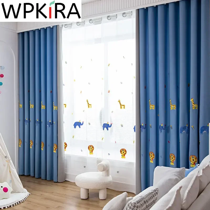Elephant Embroidered Curtains For Kids Boys Room Blue Blackout Curtains High Quality Cartoon Luxury Children Window Drapes
Elephant Embroidered Curtains For Kids Boys Room Blue Blackout Curtains High Quality Cartoon Luxury Children Window Drapes