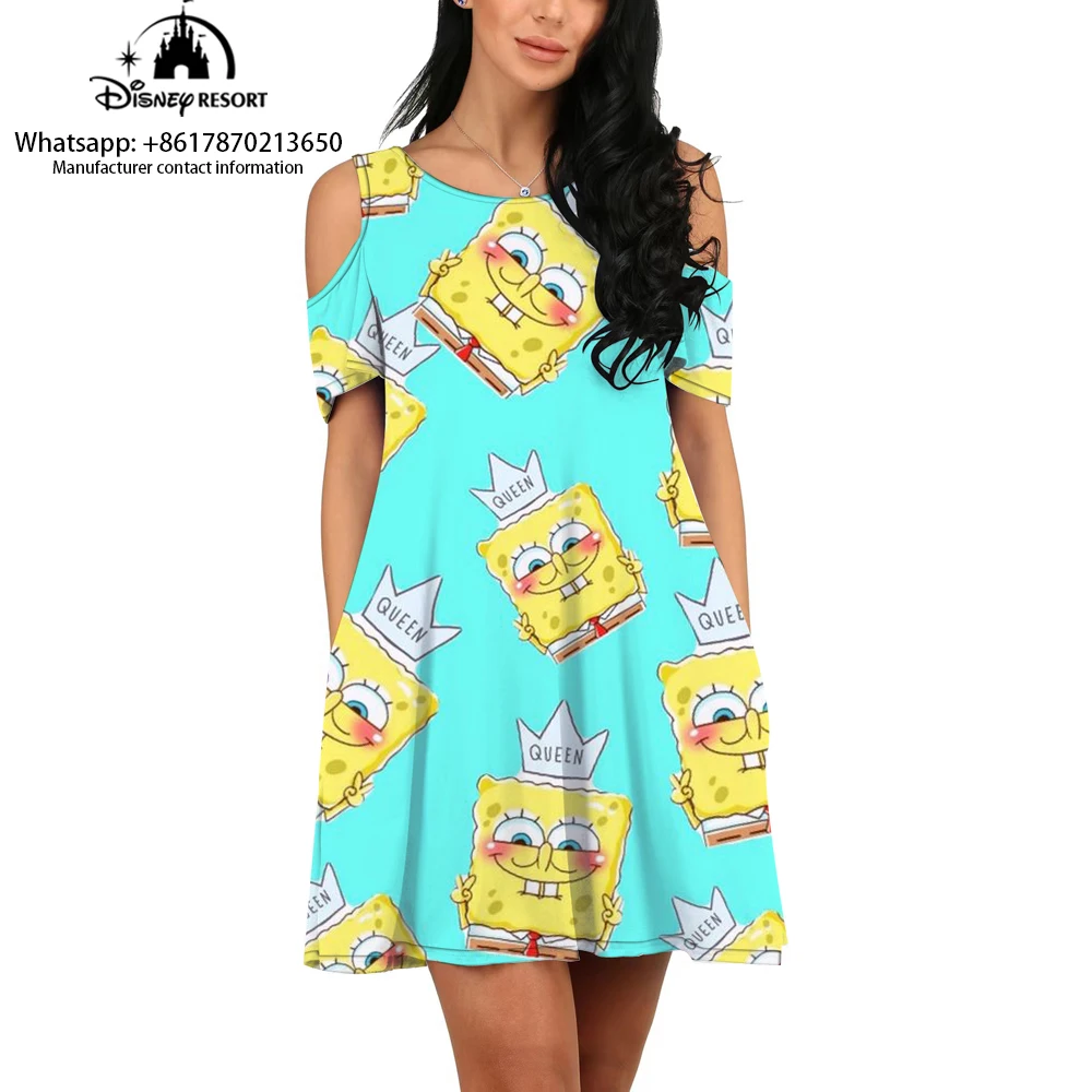 New women's comfortable, fashionable and casual pullover short-sleeved off-shoulder dress Spongebob cartoon dress summer
New women's comfortable, fashionable and casual pullover short-sleeved off-shoulder dress Spongebob cartoon dress summer