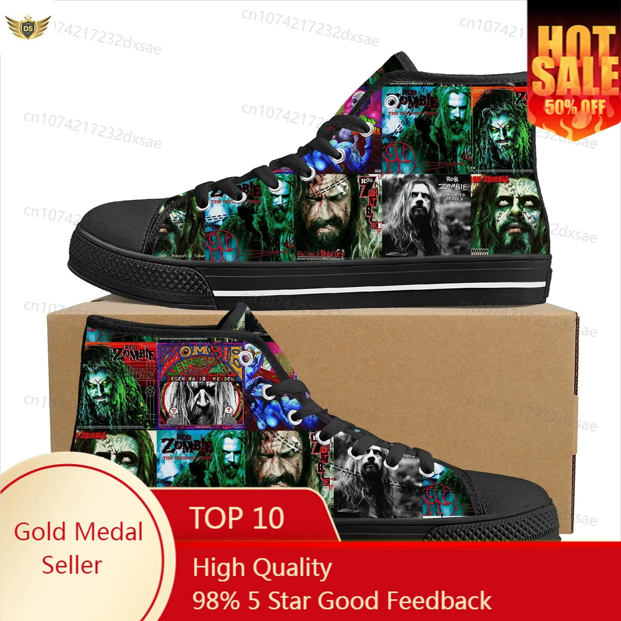 

Rob Zombie Rock Singer High Top High Quality Sneakers Men Women Teenager Children Canvas Sneaker Casual Couple Shoes Custom Shoe