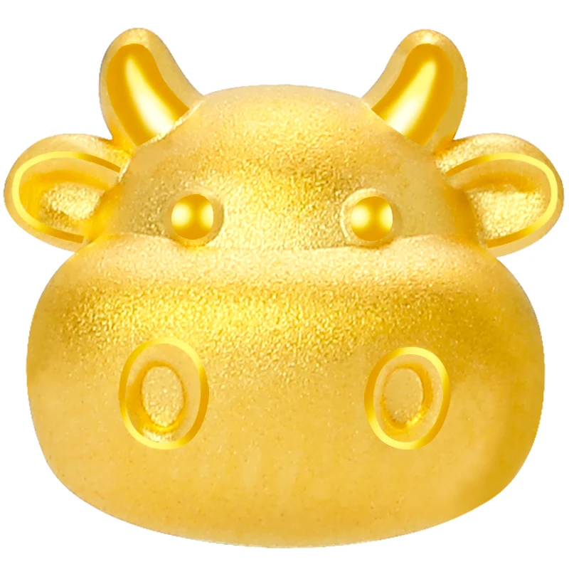 

Pure 999 24K Yellow Gold Women 3D Lucky Fat OX Pendant 0.8-1g