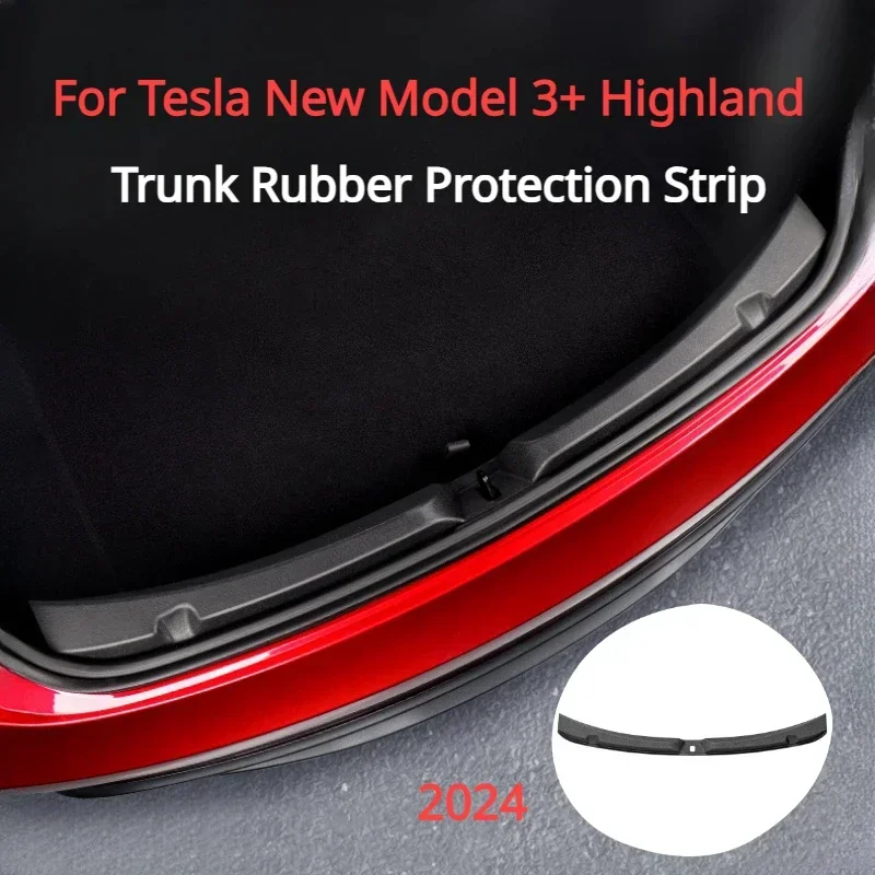 

For Tesla New Model 3 Highland 2024 Trunk Threshold Strip TPE or Metal Back Sill Anti Scratch Protection Lid Modeling accessorie