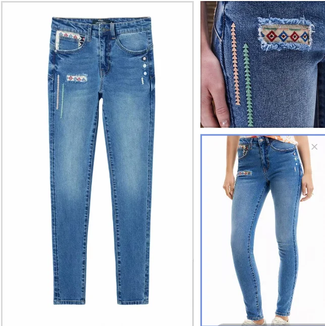 

Международная торговля Новые испанские модные старые эластичные узкие джинсы с вышивкой