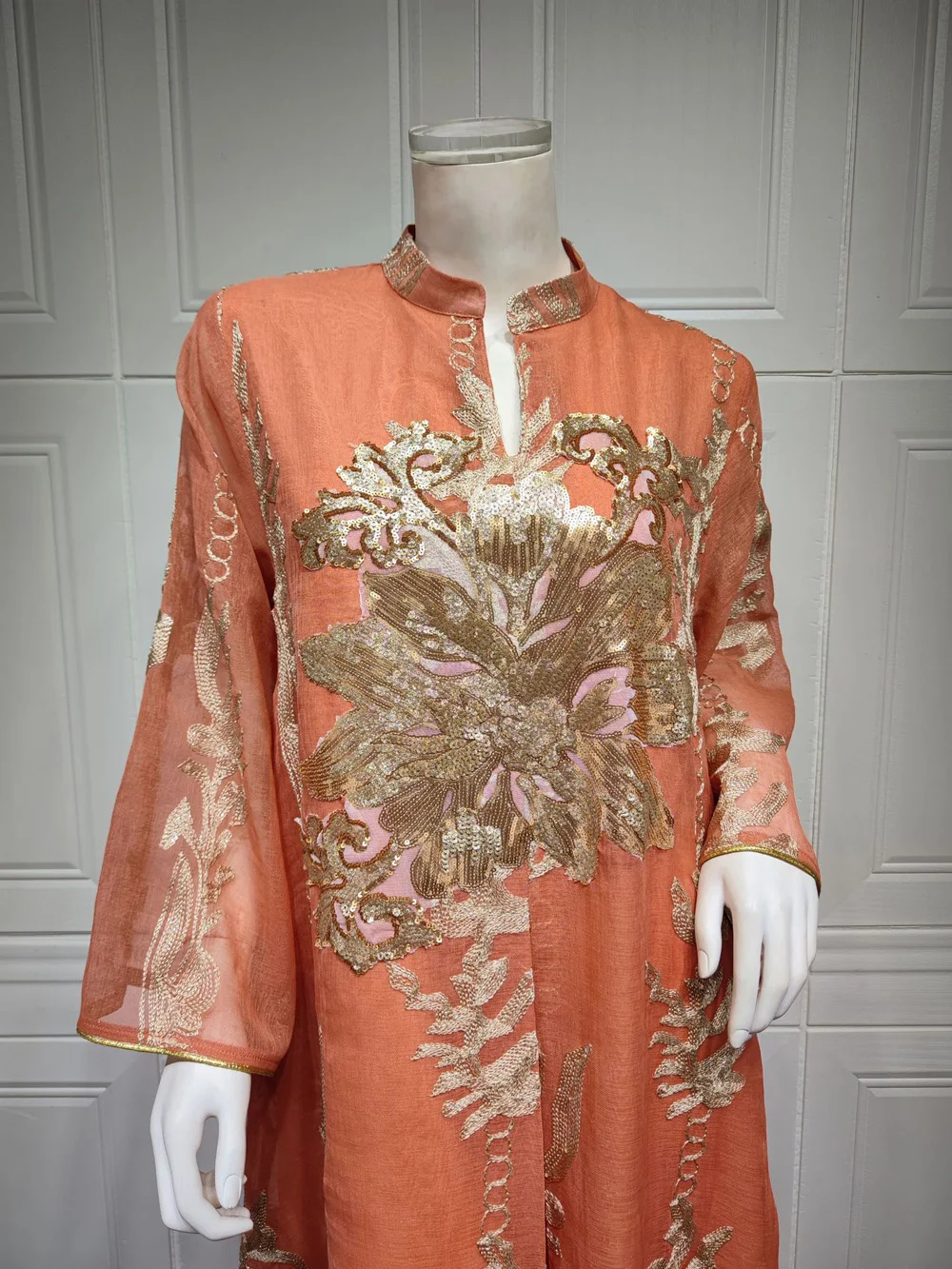 Maxi Dress Golden Sequins Embroidery Green White Abaya Woman Muslim Female Jalabiya Arabic Elegant Clothing Long Sleeves 210 Mallzona S7768a866743a443ab1511c3fa87b9f67I Maxi Dress Golden Sequins Embroidery Green White Abaya Woman Muslim Female Jalabiya Arabic Elegant Clothing Long Sleeves Mallzona