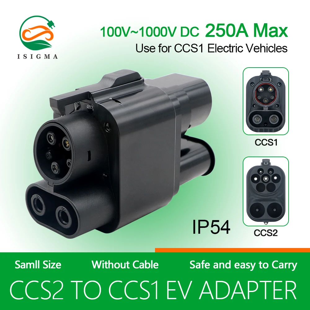 

ISIGMA ccs2 to ccs1 Adapter From CCS2 Charger to CCS1 EV CCS2 to CCS1 Electric Vehicle Charger DC Fast Ev Charging Adapter