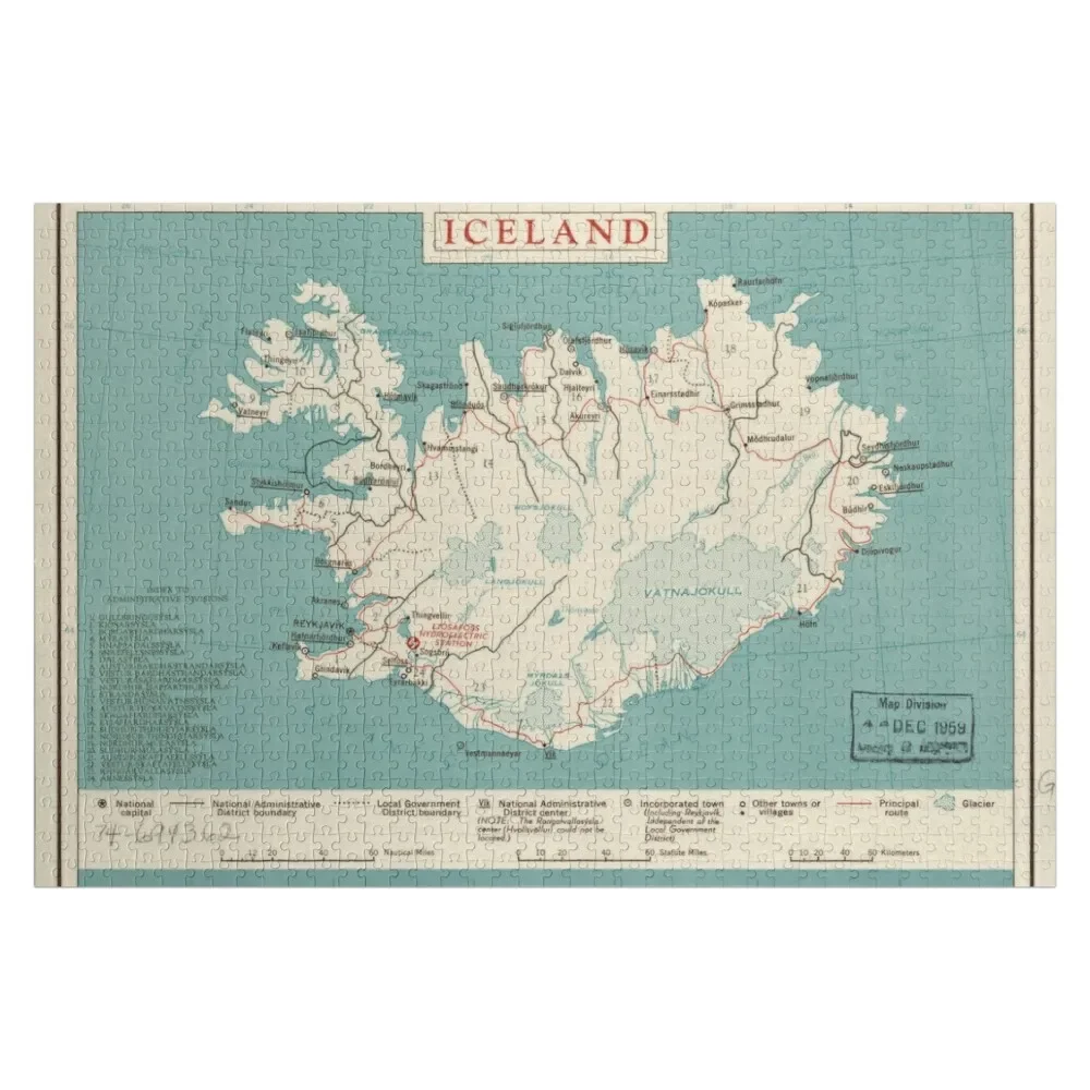 

Карта Исландии (около 1958) головоломка персонализированный подарок свадьба Iq головоломка для детей Персонализированная именная головоломка