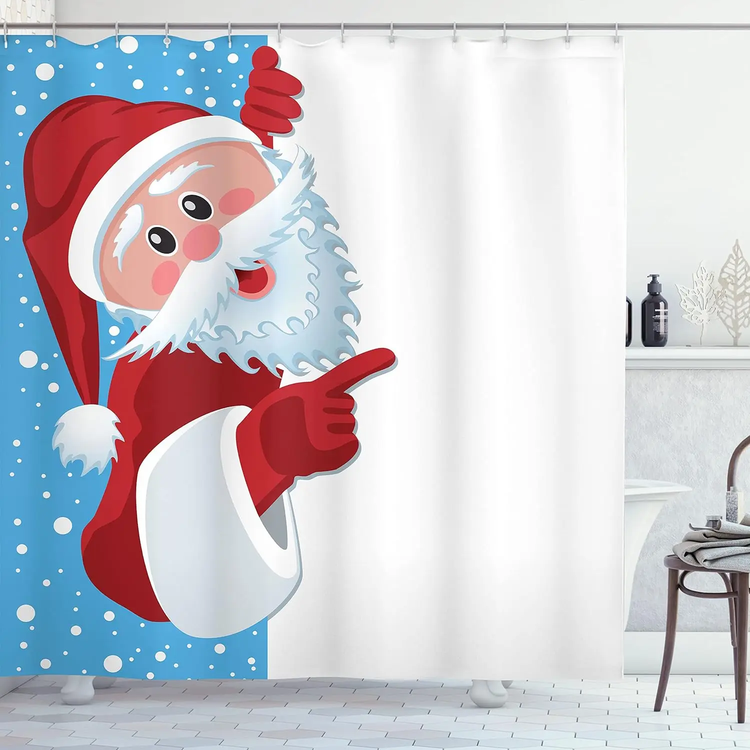 

Рождественская занавеска для душа, Санта-Клаус, зимняя Рождественская елка, снеговик, снежинки, праздничный новогодний тканевый Декор для ванной комнаты с крючками