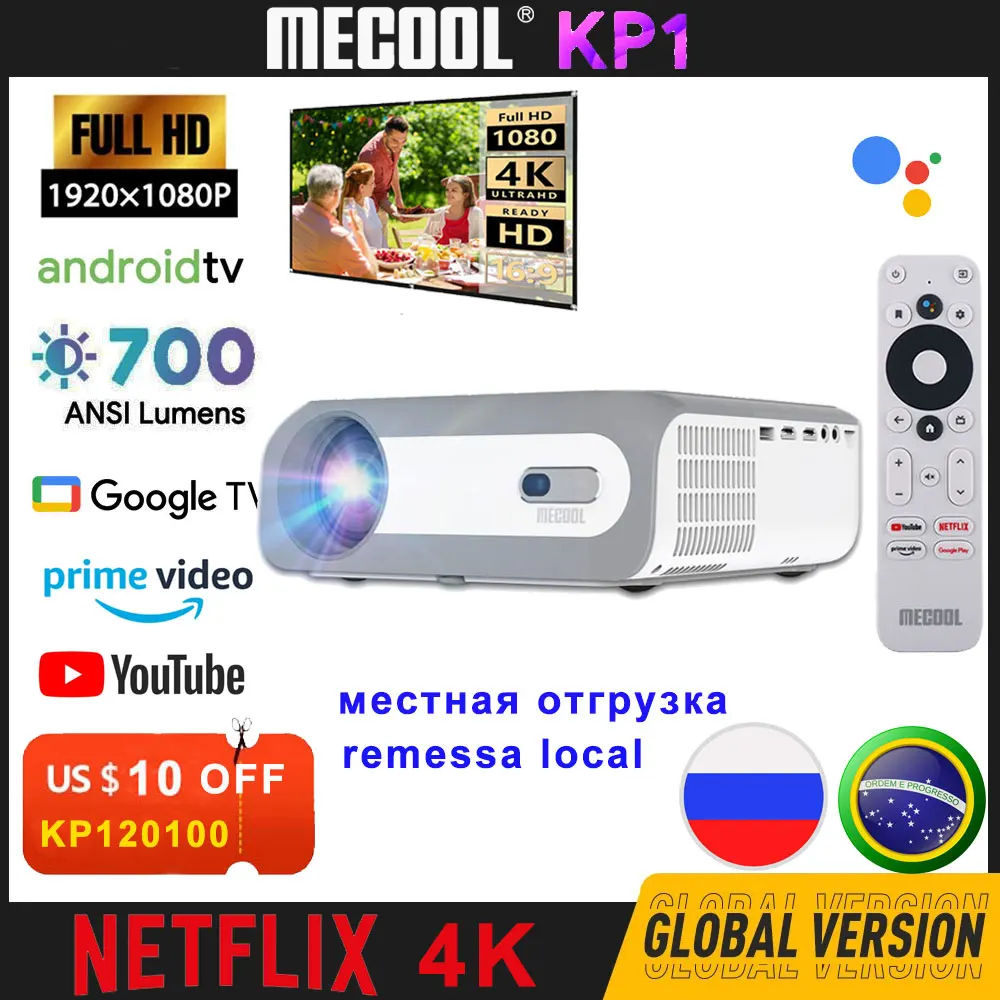 

MECOOL KP1 Smart Full HD Projector 1080P 700 ANSI lumens Overhead Home theater projectors Display Device for Home Android TV