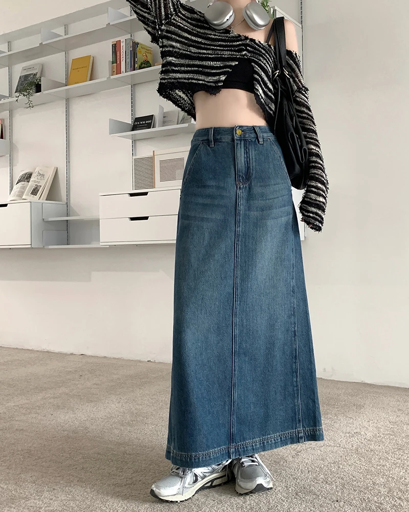 Vintage Denim Skirt Women's Blue Summer Commuter S-XL Split Long Dress High Waist Slim Fit Casual Loose A-line
Vintage Denim Skirt Women's Blue Summer Commuter S-XL Split Long Dress High Waist Slim Fit Casual Loose A-line
