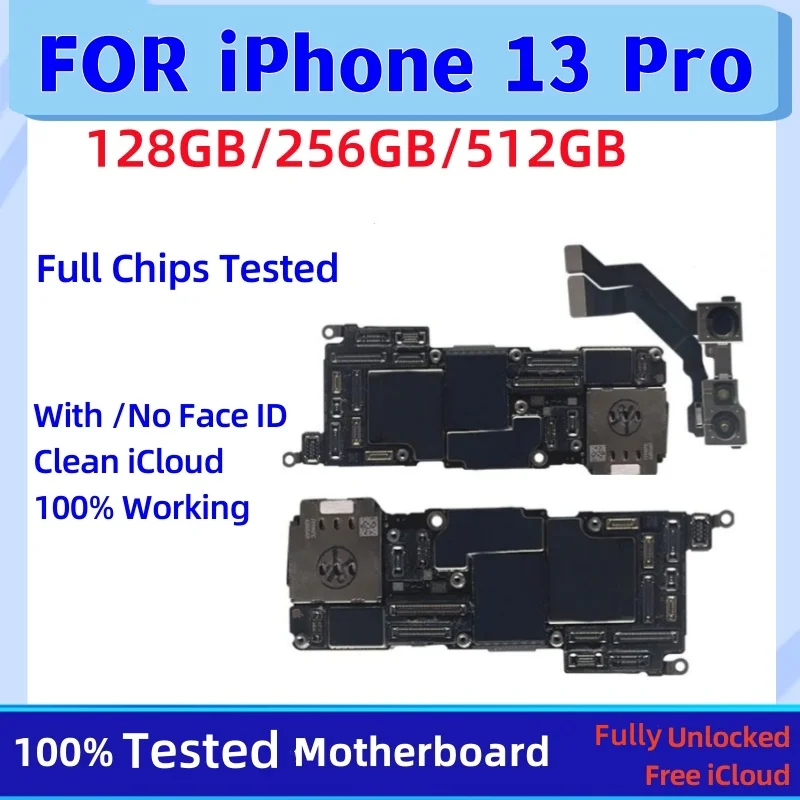 

Fully Tested Motherboard For iPhone 13 pro Mainboard With Face ID Unlocked Logic Board Full Chips Support IOS update clean Cloud