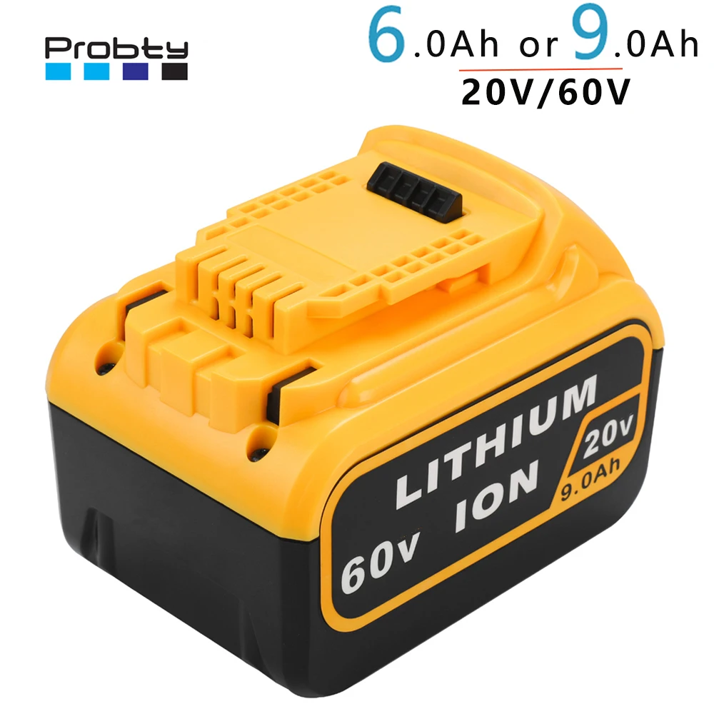 

Probty DCB606 20V 60V 9.0Ah 6.0Ah Li-Ion Battery for DeWalt 18V 54V Power Tools 20 Volt Lithium Battery DCB547