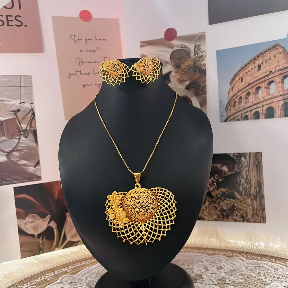 Dubai Fashion Women's Flower Sweater Long Necklace 24K Gold-Plated Middle Eastern Luxury Flower Earrings Copper Jewelry Two-Pieces 4 Mallzona S776df941bfb64c90a4cf8f251228e7de9 Dubai Fashion Women's Flower Sweater Long Necklace 24K Gold-Plated Middle Eastern Luxury Flower Earrings Copper Jewelry Two-Pieces Mallzona