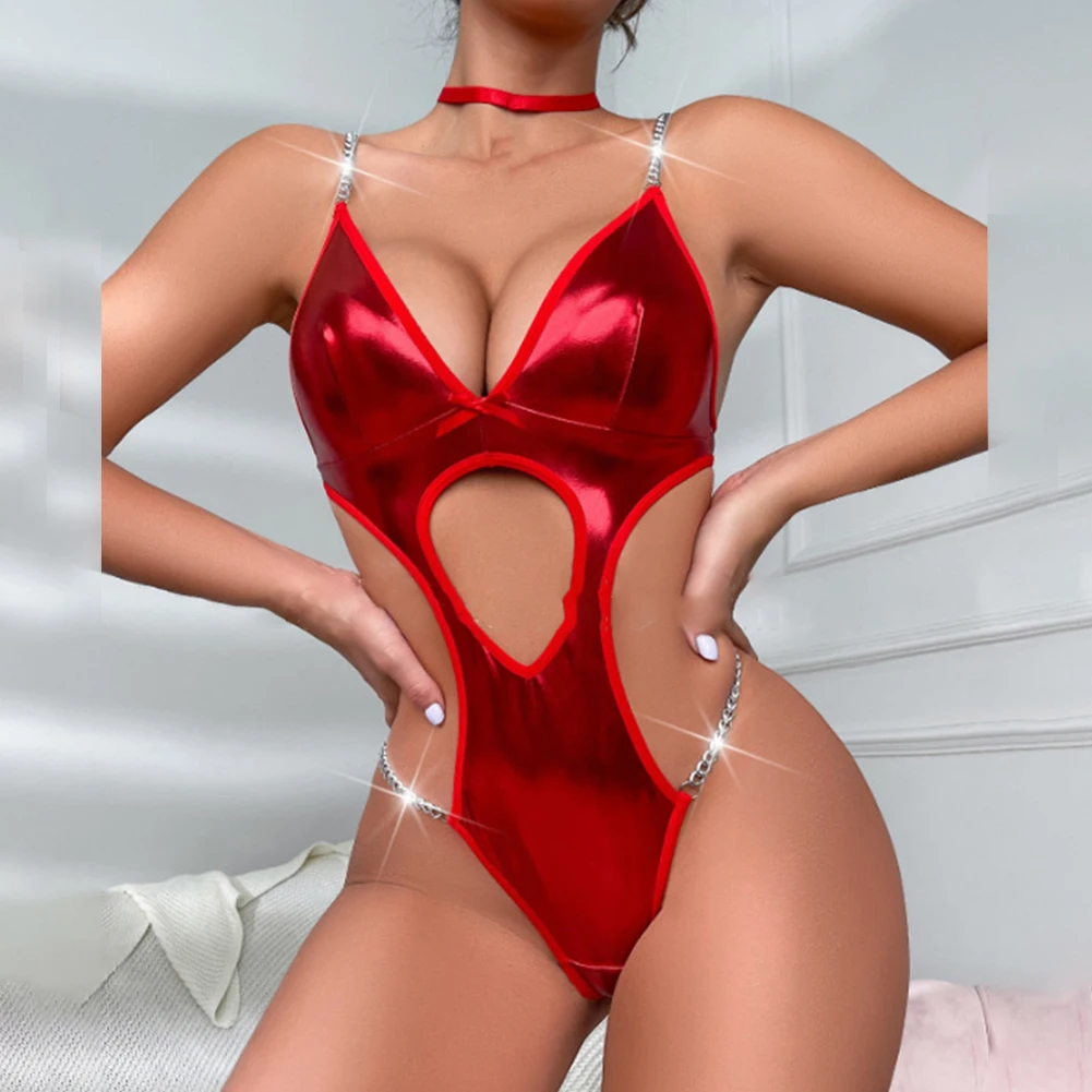 Womens Wetlook Patent Leather Bodysuit Sexy Hollow High Cut Clubwear Nightwear Hollow Out Bodycon Erotic Leotard
Womens Wetlook Patent Leather Bodysuit Sexy Hollow High Cut Clubwear Nightwear Hollow Out Bodycon Erotic Leotard