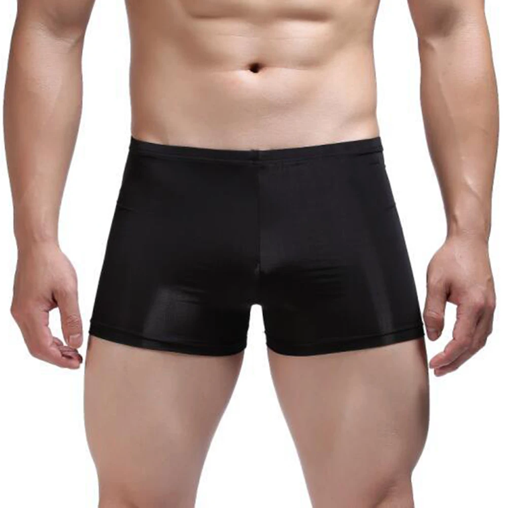 

Ice Silk Briefs Men Boxers Trunks Stretch Underwear Low Rise Shorts U Convex Pouch Panties See Through Underpants Lingerie