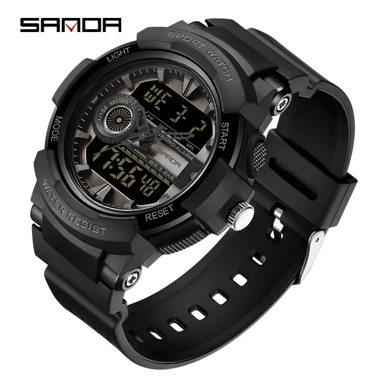 

2024 SANDA Brand Military Sports Watches Men Dual Display Watches Waterproof Shock Electronic Wristwatch Relogio Masculino 6082