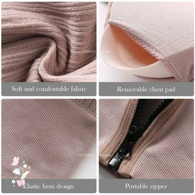 Soutien-gorge de sport sans couture pour femme, bustier tubulaire, fermeture éclair avant, sexy, dos en Y, col en V, lingerie push-up, haut précieux 6