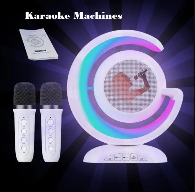 

Home Karaoke Machine Portable Blueto0th Speaker System With 2 Wireless Microphones Home Family Singing KTV Sound System for kids