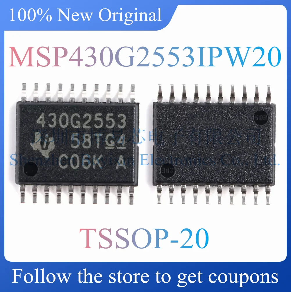 NEW MSP430G2553IPW20.Original genuine 16-bit microcontroller chip. Package TSSOP-20
NEW MSP430G2553IPW20.Original genuine 16-bit microcontroller chip. Package TSSOP-20