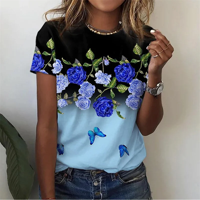 Fashion 3D Butterfly Flower Print T Shirt Women Clothes Summer Short Sleeve Floral Harajuku T-shirts Girls Y2k Tee Shirts Tops
Fashion 3D Butterfly Flower Print T Shirt Women Clothes Summer Short Sleeve Floral Harajuku T-shirts Girls Y2k Tee Shirts Tops
