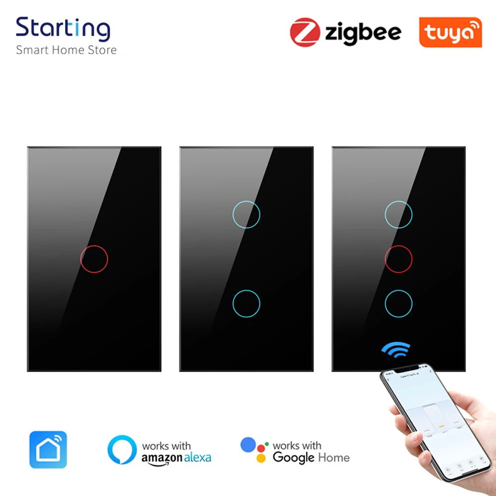 Zigbee Tuya Smart Switch,1/2/3 Gang US LED Light Touch Switch,No Neutral Wire Required No Capacitor,Works With Alexa Google Home
Zigbee Tuya Smart Switch,1/2/3 Gang US LED Light Touch Switch,No Neutral Wire Required No Capacitor,Works With Alexa Google Home